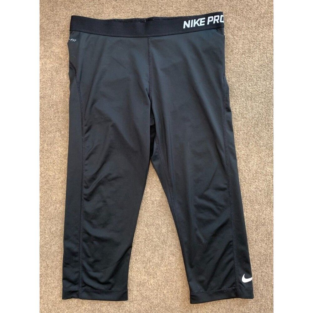 Nike Pro Pants Womens XL Core Dri Fit Training Capri Stretch Compression Black